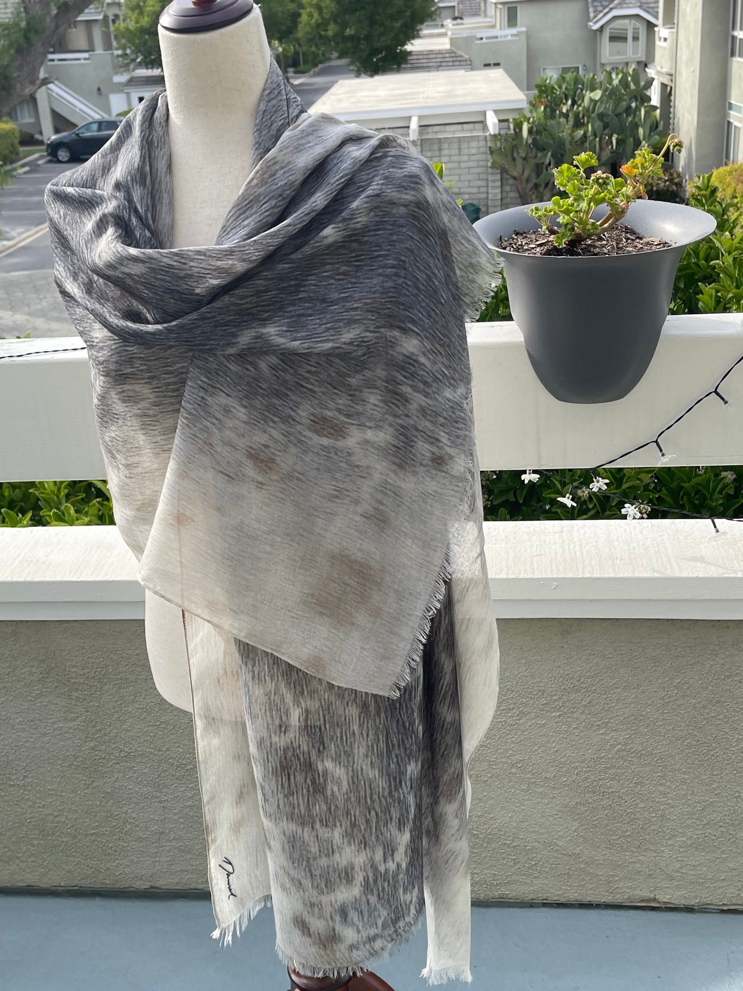 Modal Silk Designer Scarf Shawl Wrap Inspired by Harbor Seal Fur