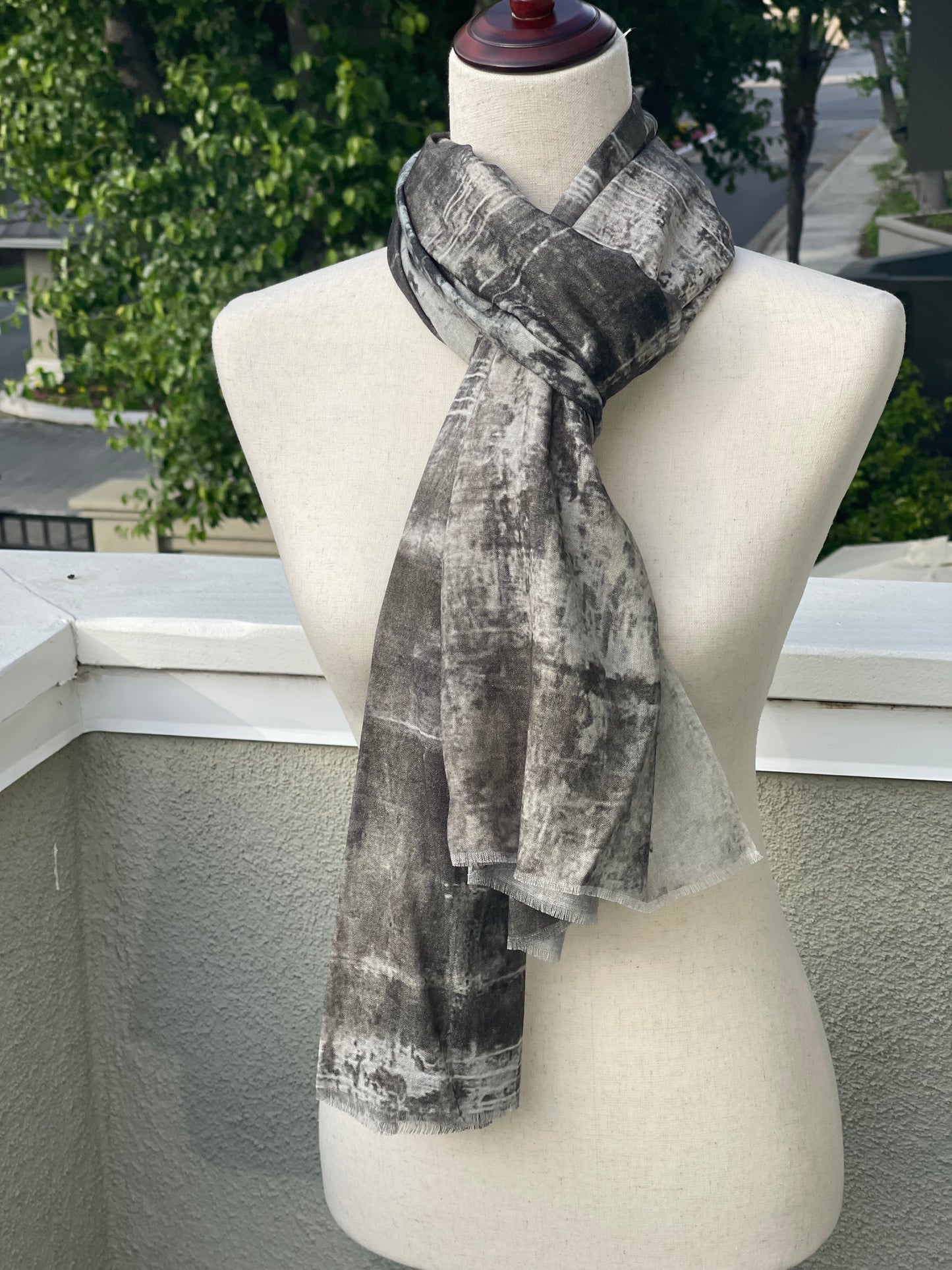 Modal Silk Designer Scarf Inspired by Monterey Harbor Wall