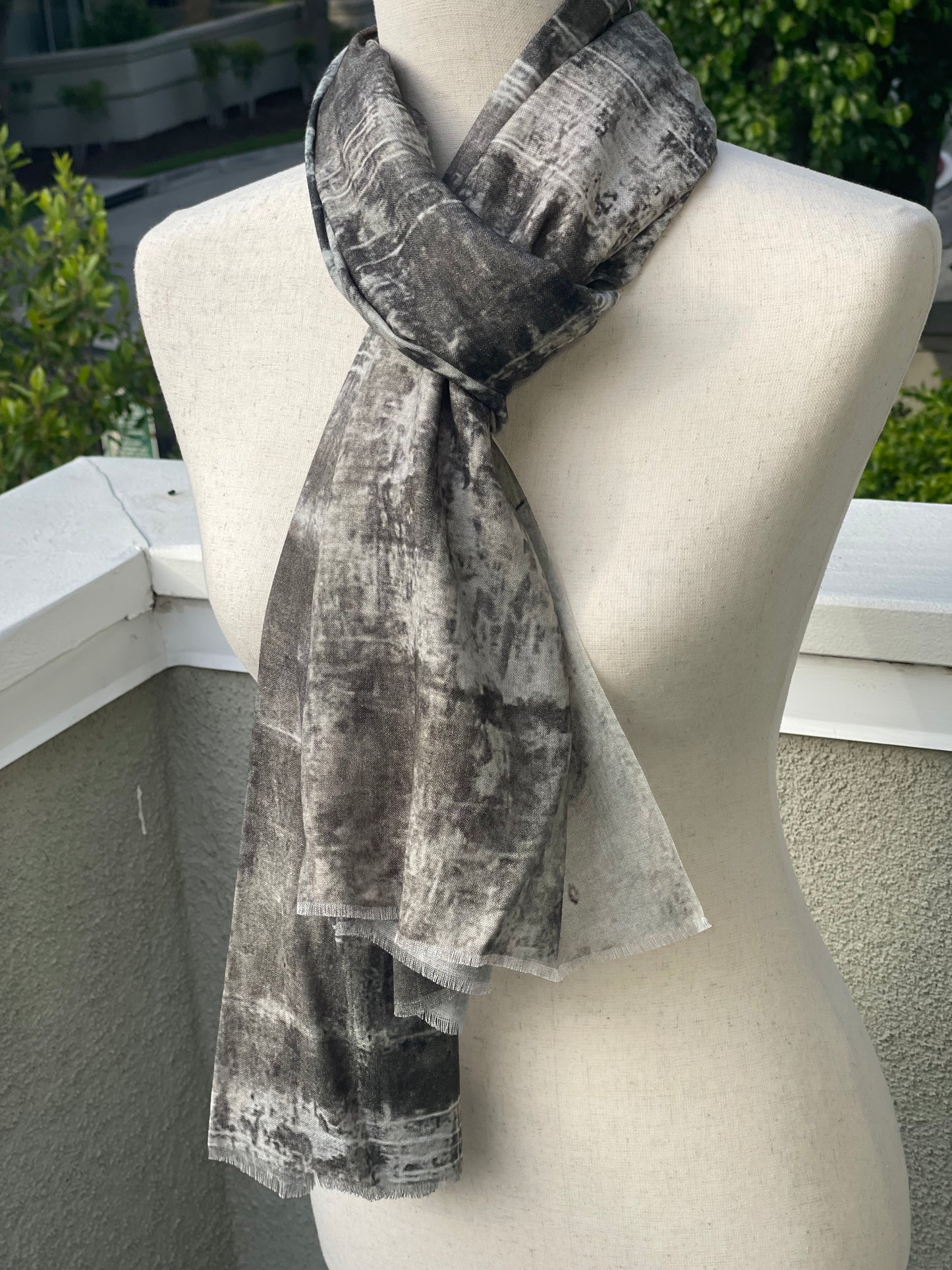 Modal Silk Designer Scarf Inspired by Monterey Harbor Wall