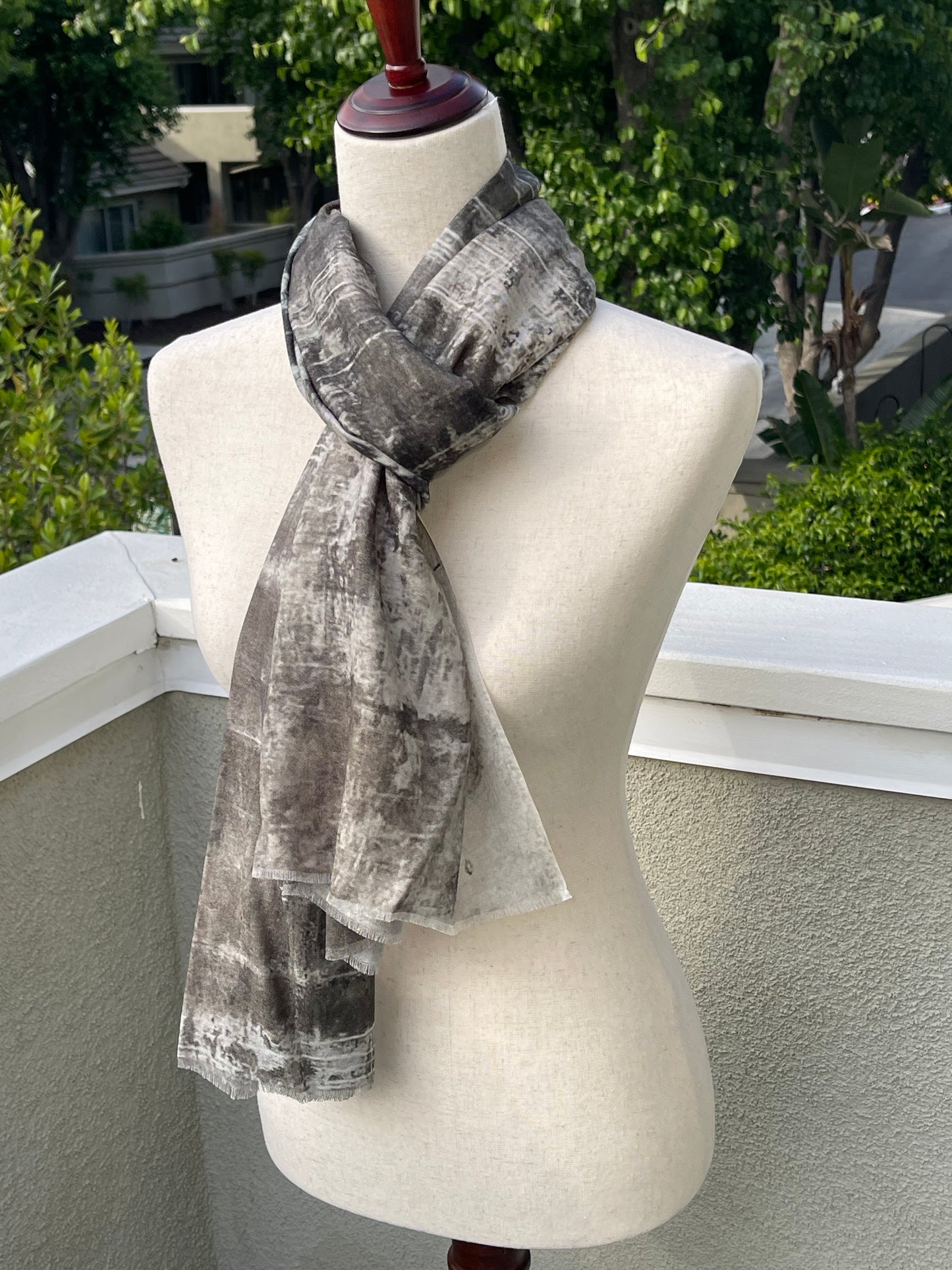Modal Silk Designer Scarf Inspired by Monterey Harbor Wall