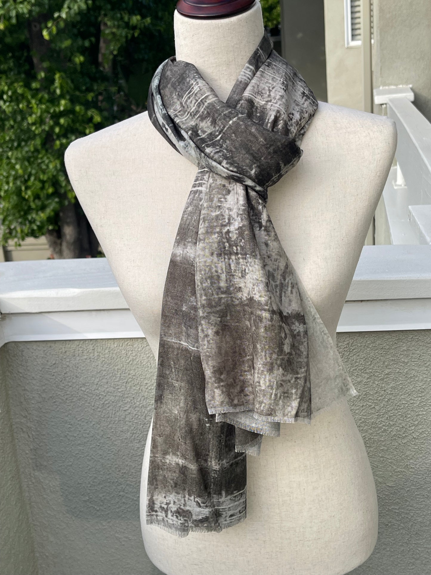 Modal Silk Designer Scarf Inspired by Monterey Harbor Wall