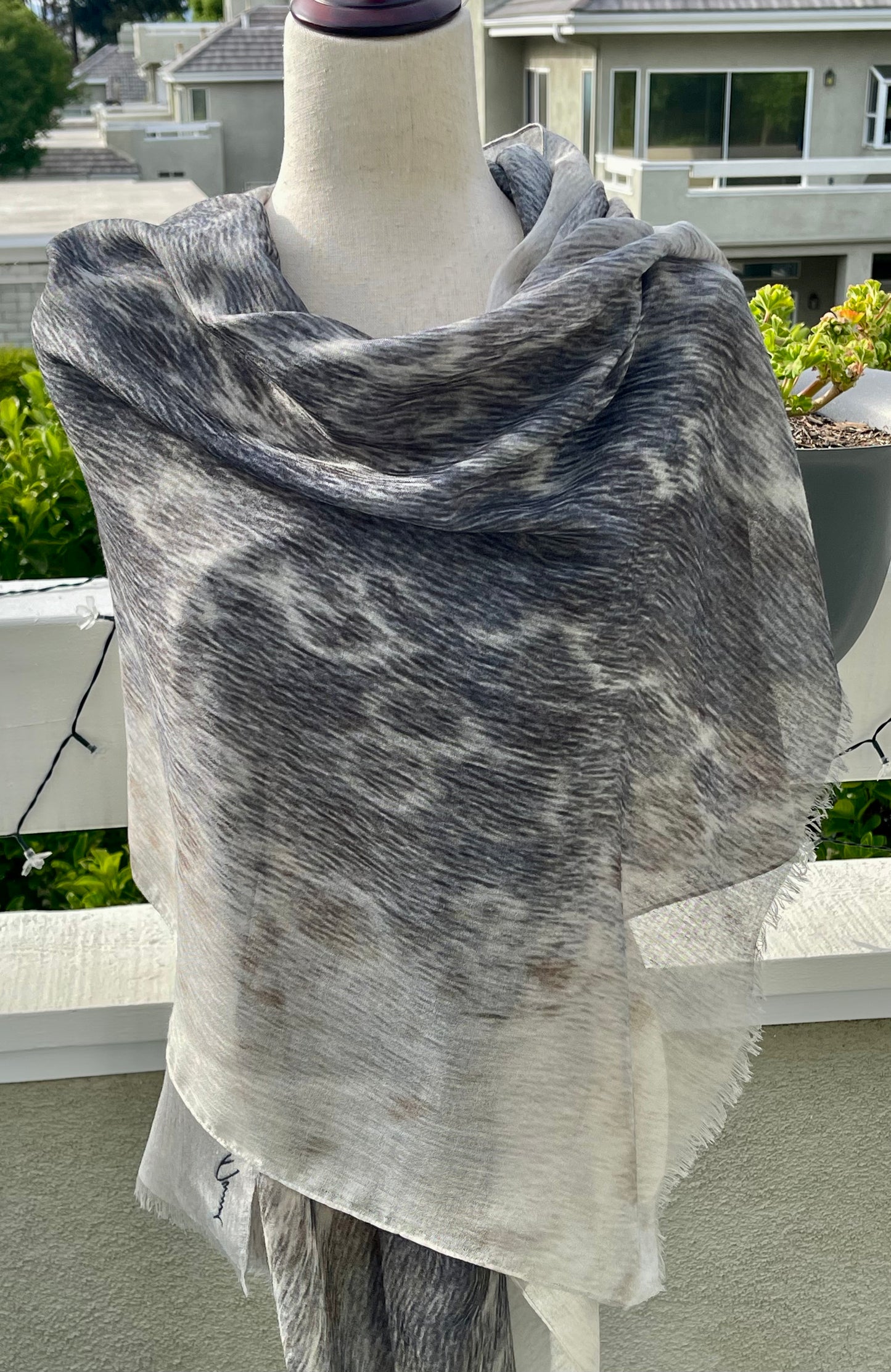 Modal Silk Designer Scarf Shawl Wrap Inspired by Harbor Seal Fur