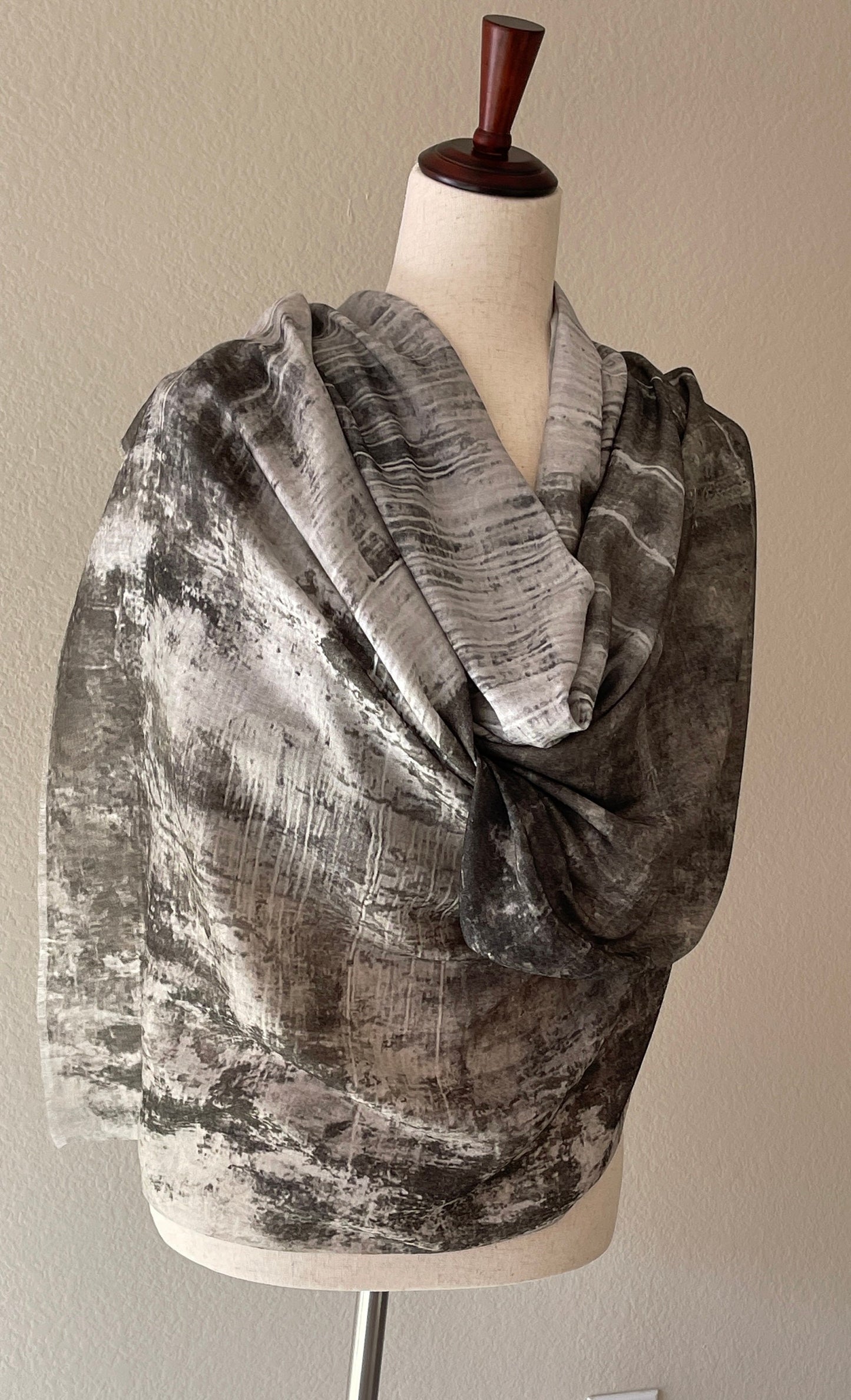 Modal Silk Designer Scarf Inspired by Monterey Harbor Wall