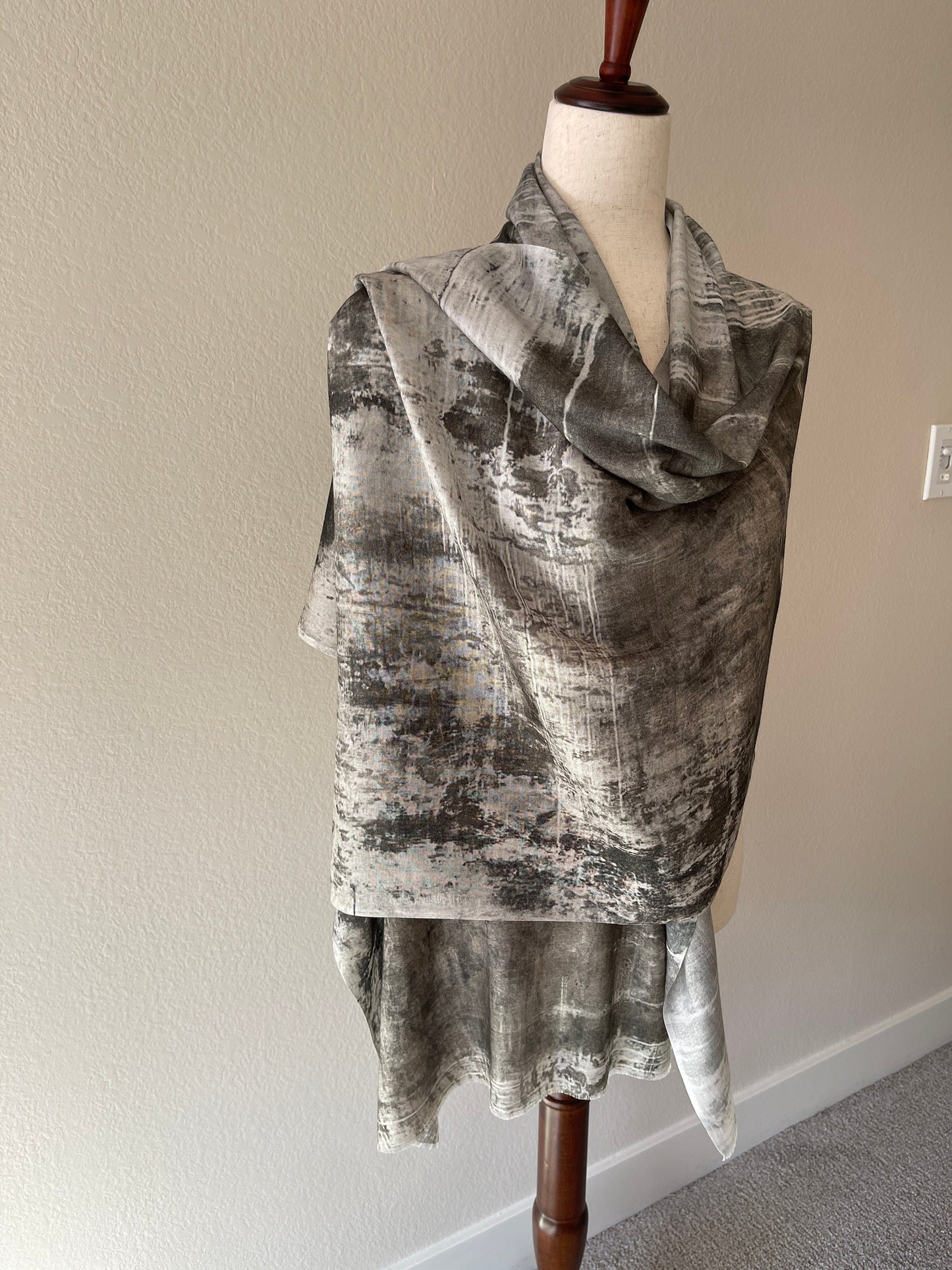 Modal Silk Designer Scarf Inspired by Monterey Harbor Wall