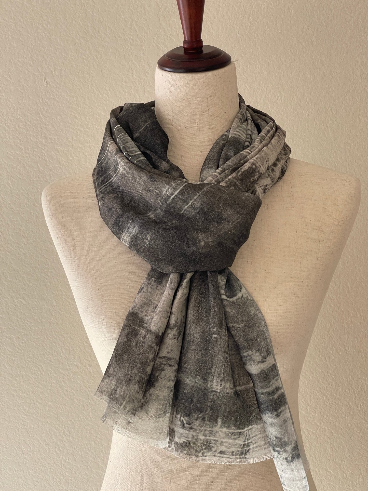 Modal Silk Designer Scarf Inspired by Monterey Harbor Wall