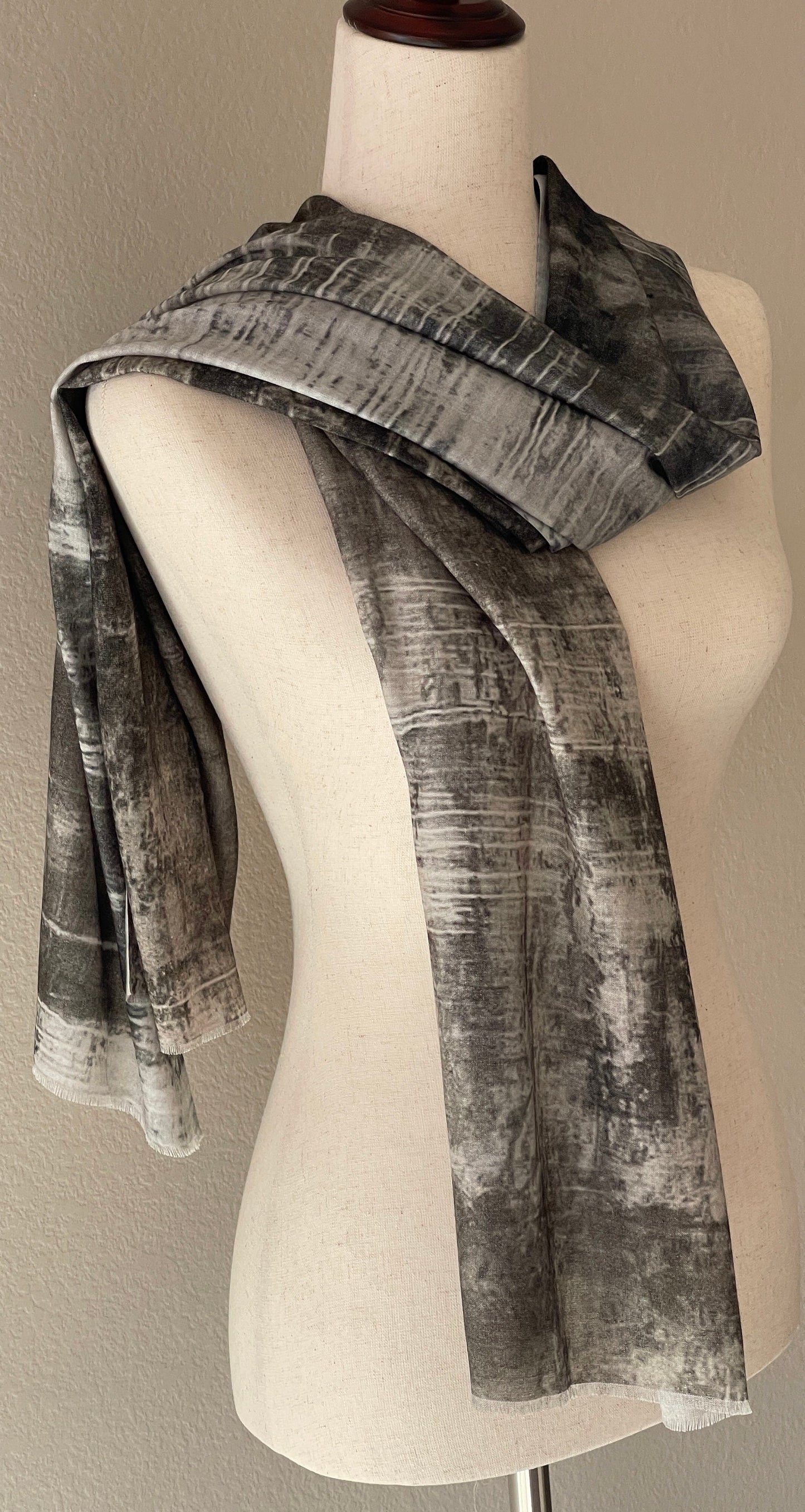 Modal Silk Designer Scarf Inspired by Monterey Harbor Wall