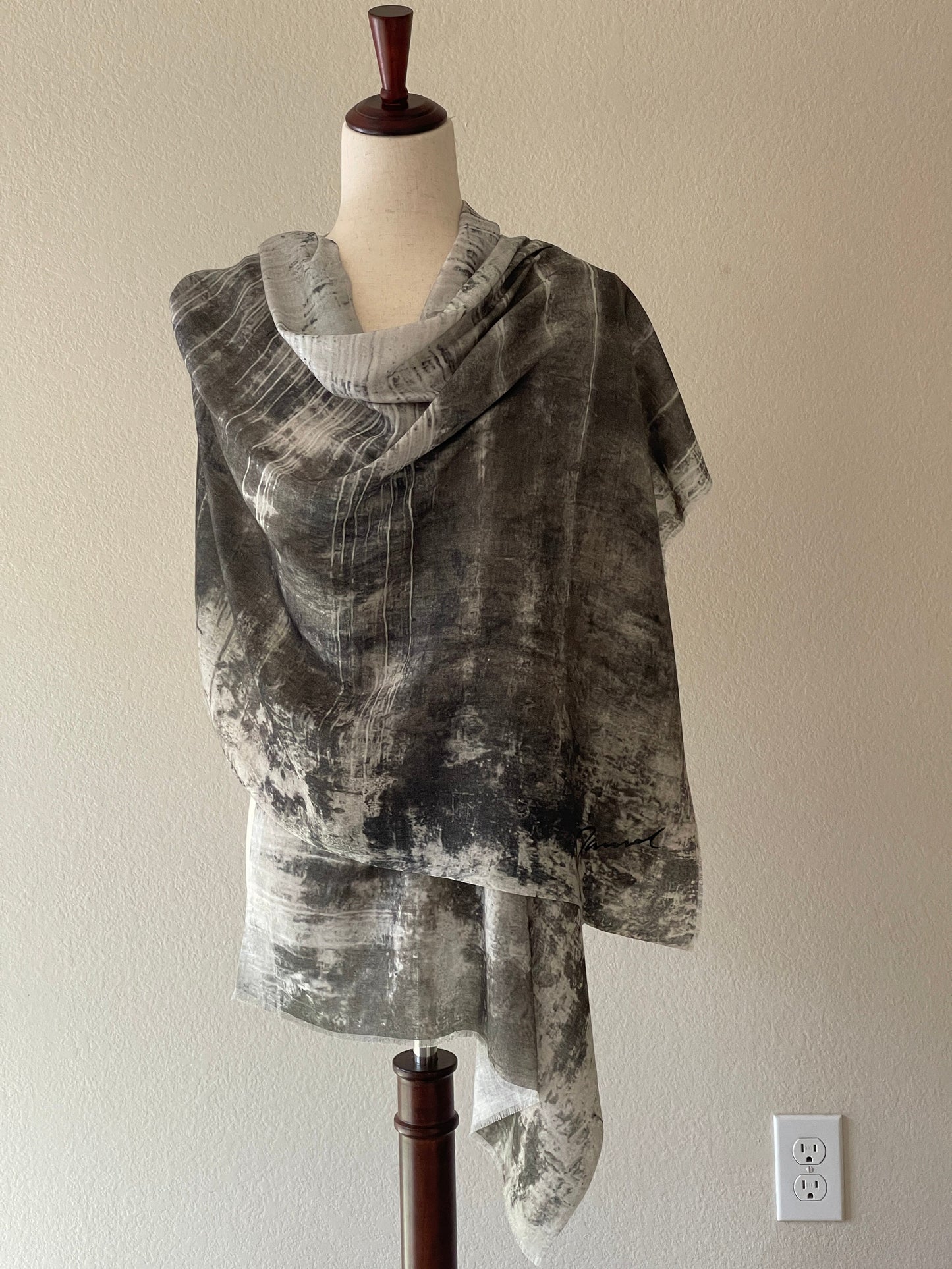 Modal Silk Designer Scarf Inspired by Monterey Harbor Wall