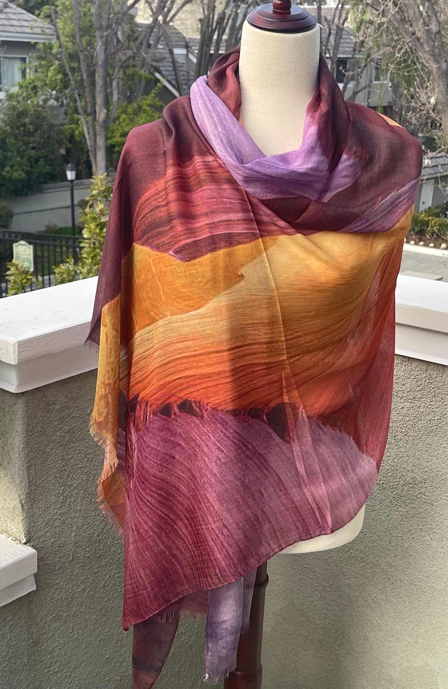 Antelope Canyon Inspired A Blend of Silk and Modal Scarf: Lightweight Shawl Wrap