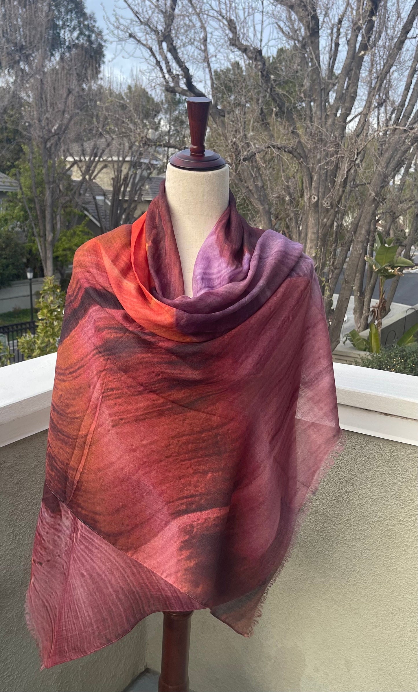 Antelope Canyon Inspired A Blend of Silk and Modal Scarf: Lightweight Shawl Wrap