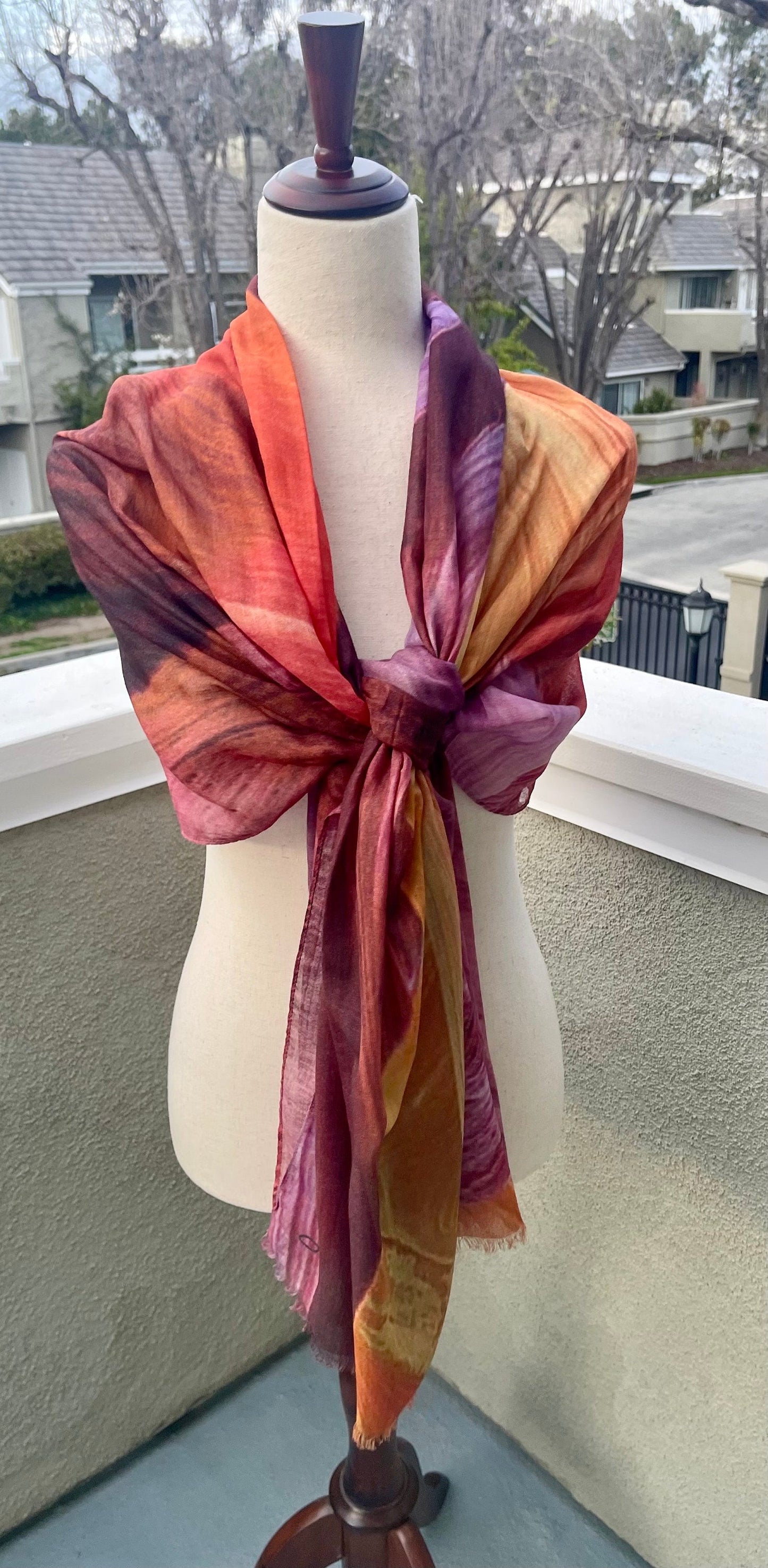 Antelope Canyon Inspired A Blend of Silk and Modal Scarf: Lightweight Shawl Wrap