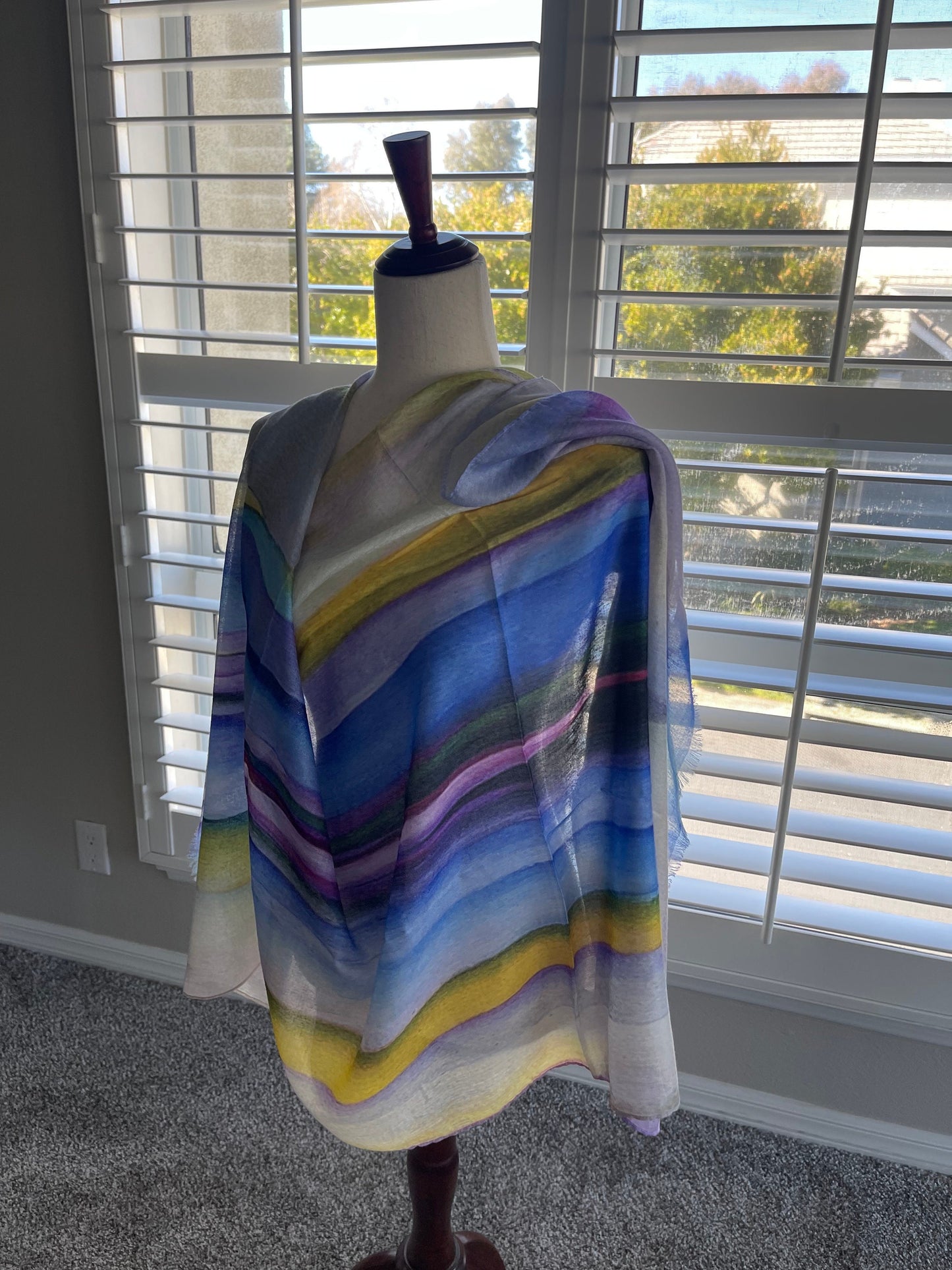 Modal and Silk Scarf: Phalaenopsis Orchid Design, Lightweight Shawl Wrap, Holiday Gift