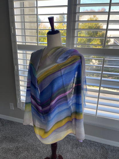 Modal and Silk Scarf: Phalaenopsis Orchid Design, Lightweight Shawl Wrap, Holiday Gift