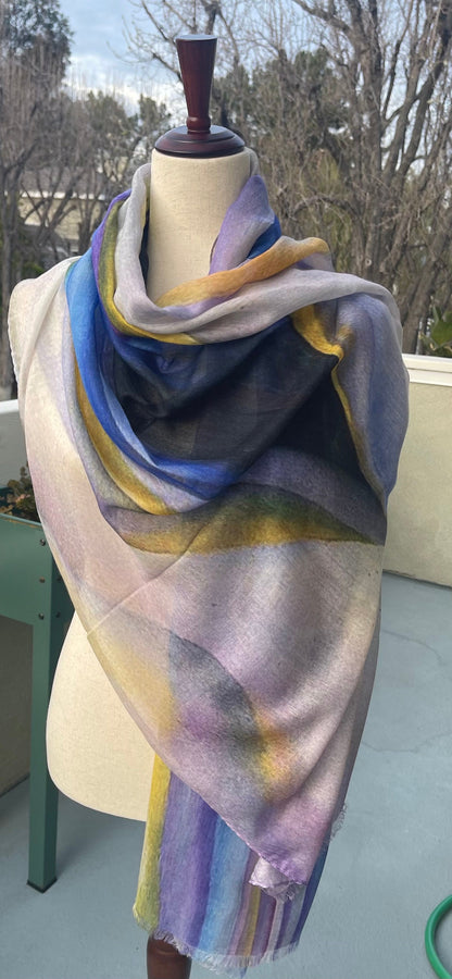 Modal and Silk Scarf: Phalaenopsis Orchid Design, Lightweight Shawl Wrap, Holiday Gift