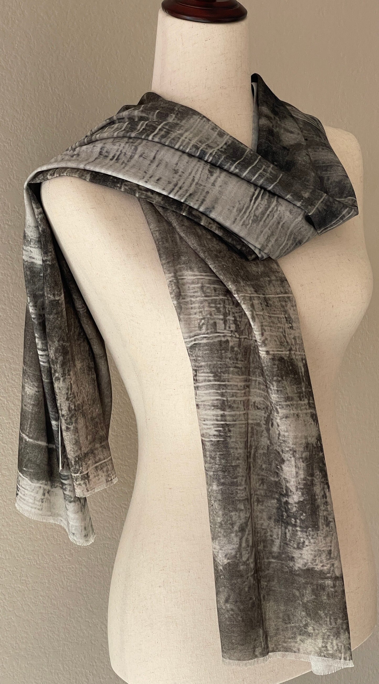 Handmade Modal Scarf: Monterey Harbor Wall Art, Lightweight Shawl