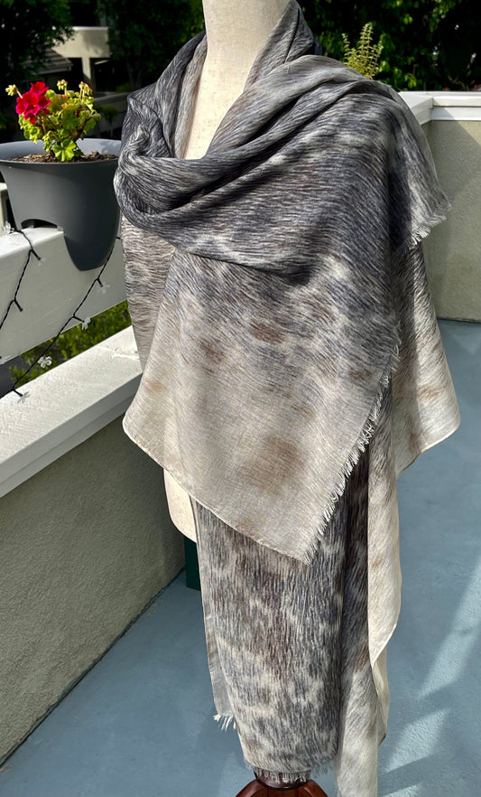 Silk Modal Scarf: Harbor Seal Fur Inspired Design, Lightweight Shawl, All Season Scarf, Gift Boxed, holiday gift