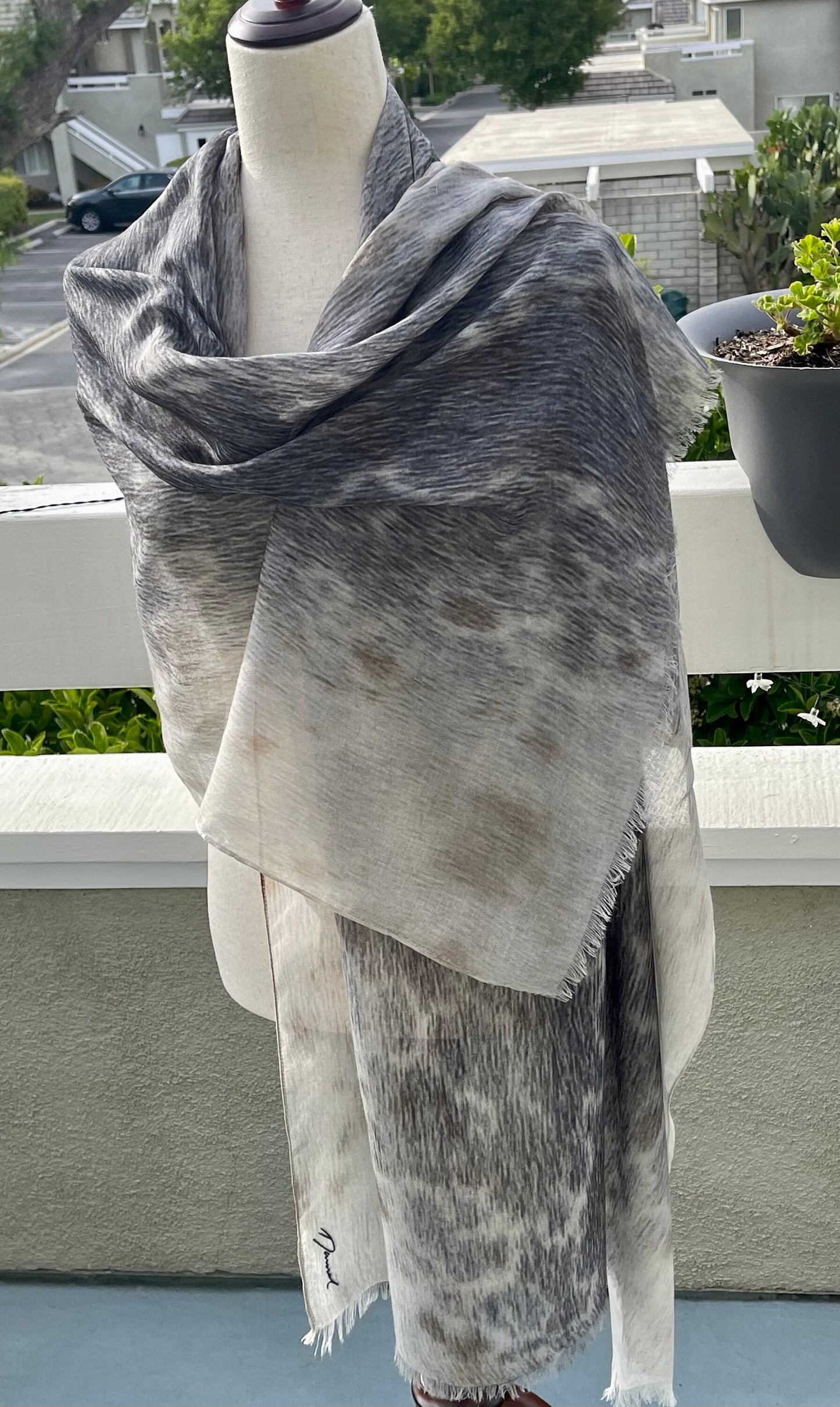 Silk Modal Scarf: Harbor Seal Fur Inspired Design, Lightweight Shawl, All Season Scarf, Gift Boxed, holiday gift