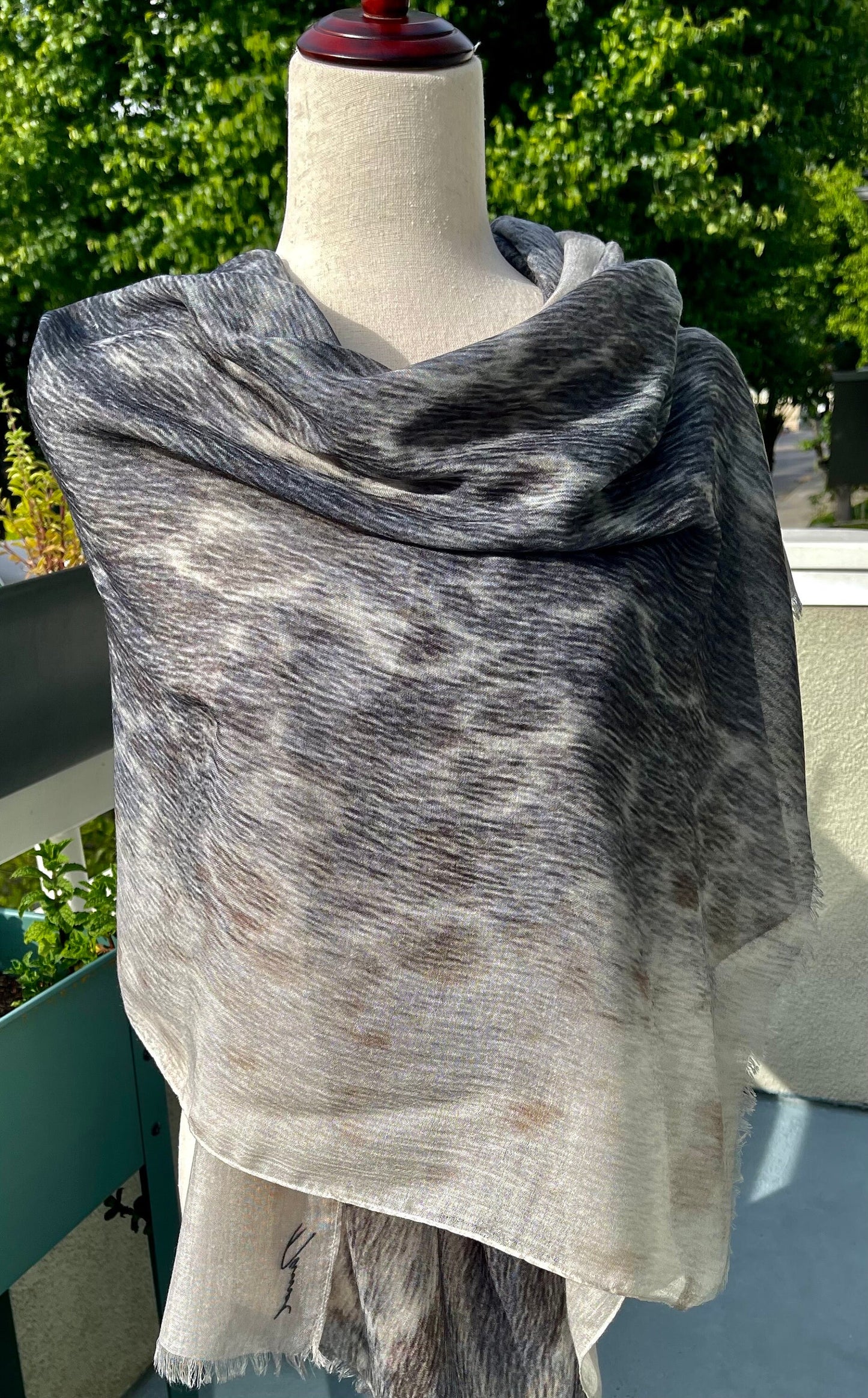 Silk Modal Scarf: Harbor Seal Fur Inspired Design, Lightweight Shawl