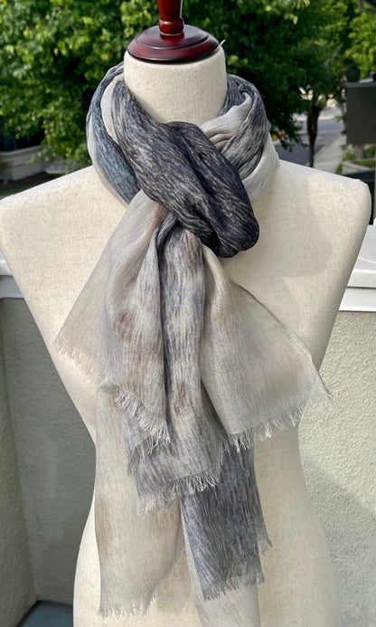 Silk Modal Scarf: Harbor Seal Fur Inspired Design, Lightweight Shawl