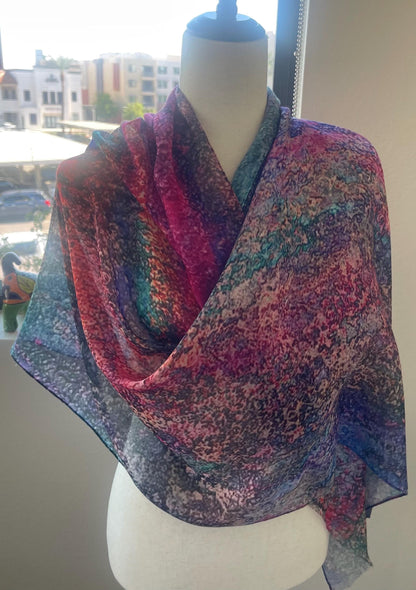 Modal Scarf: Cosmic Landscape Designer Wrap, gift Boxed, Holiday Gift