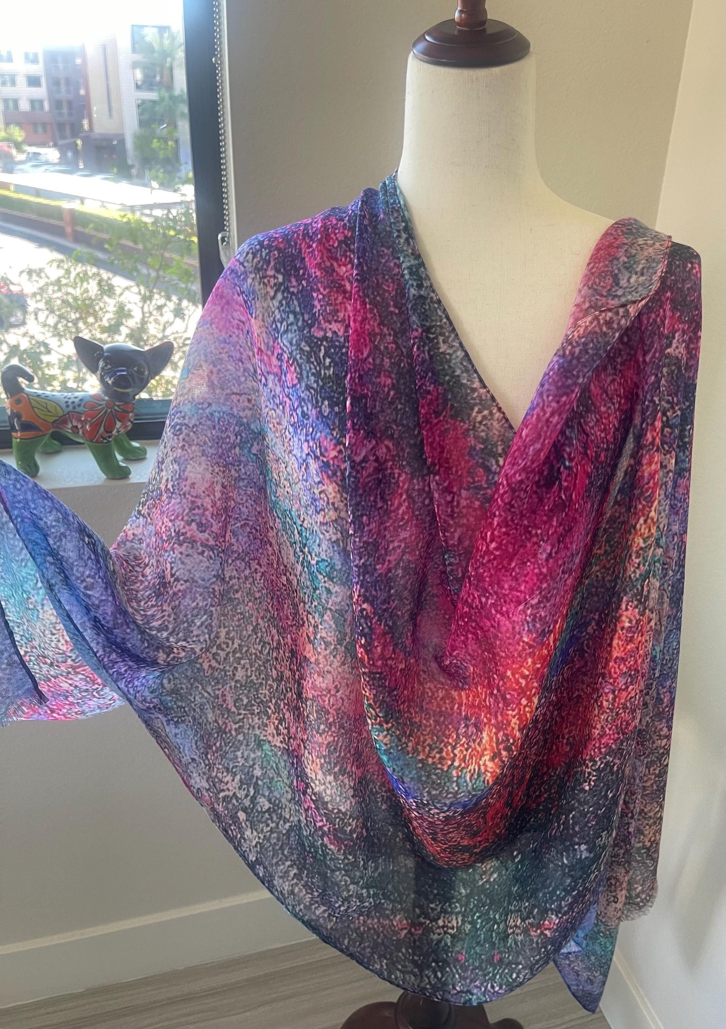 Modal Scarf: Cosmic Landscape Designer Wrap, gift Boxed, Holiday Gift