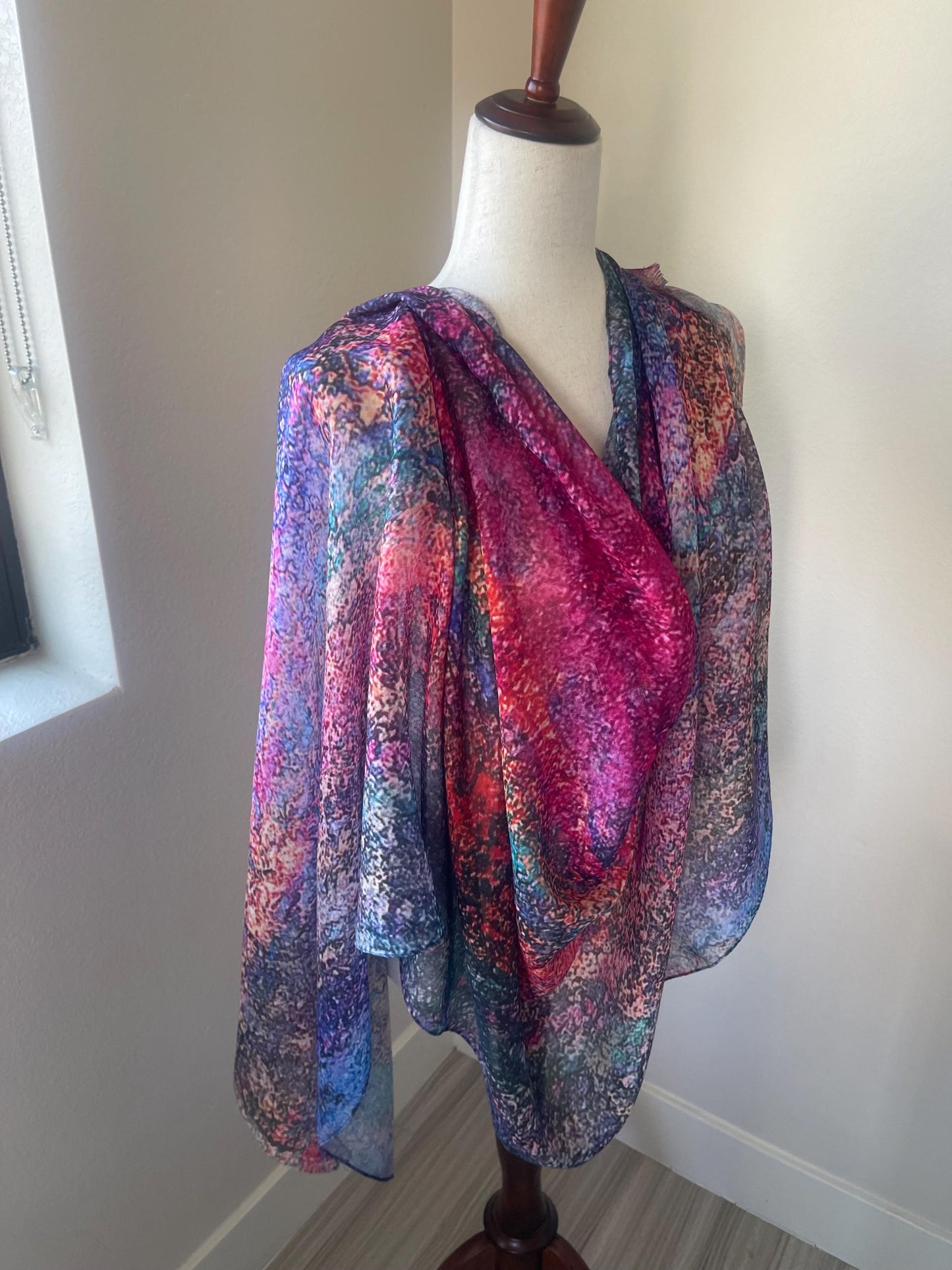 Modal Scarf: Cosmic Landscape Designer Wrap, gift Boxed, Holiday Gift