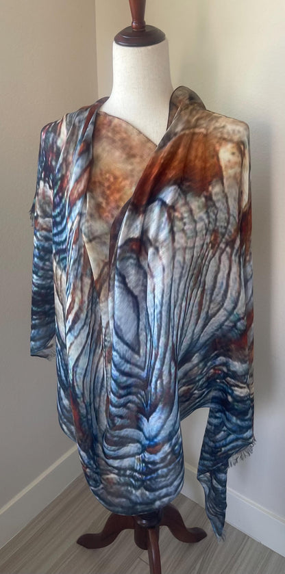 Oyster Shell Modal Scarf: Designer Shawl Wrap, Gift Boxed, Holiday Gift