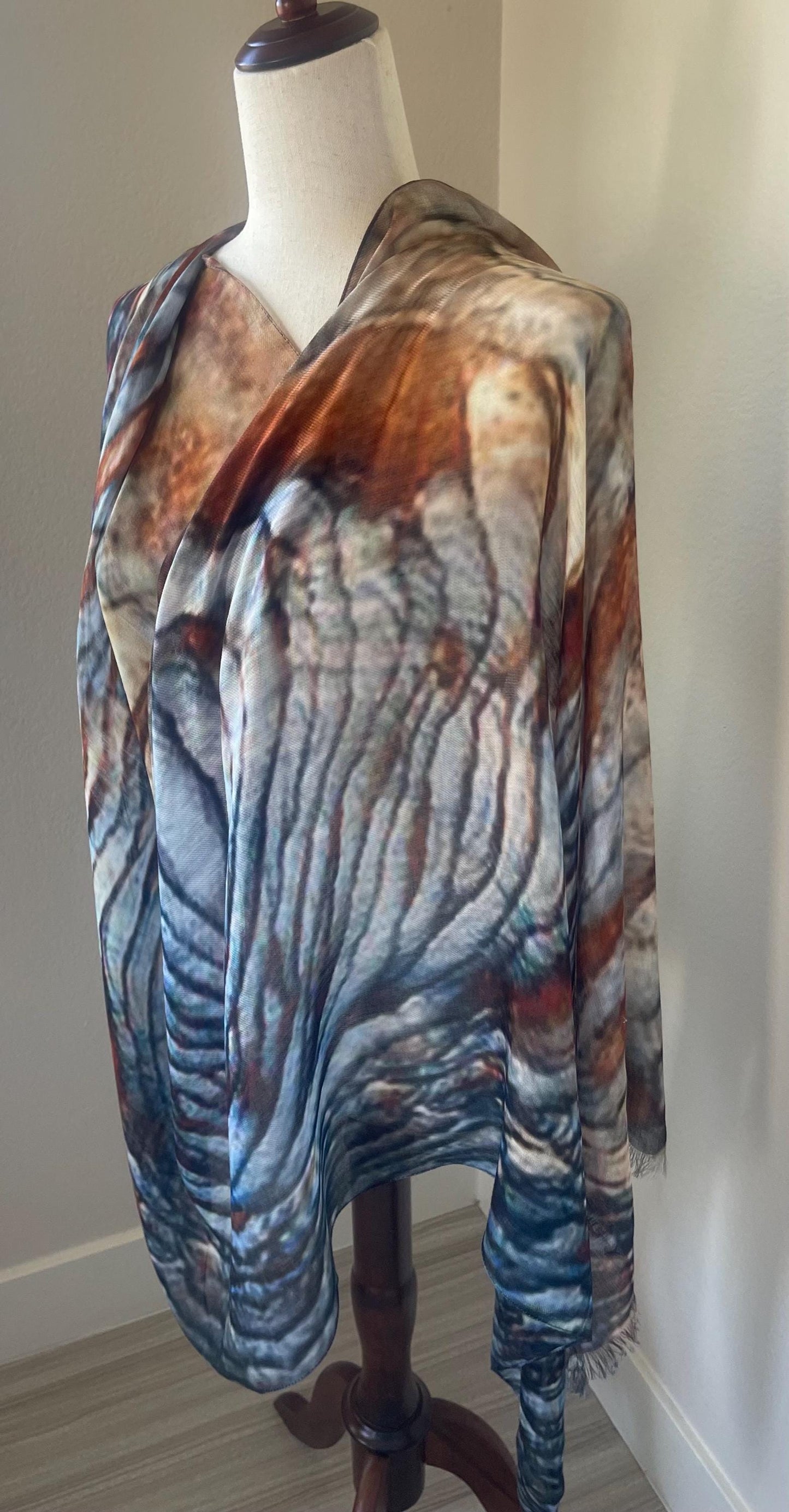 Oyster Shell Modal Scarf: Designer Shawl Wrap, Gift Boxed, Holiday Gift