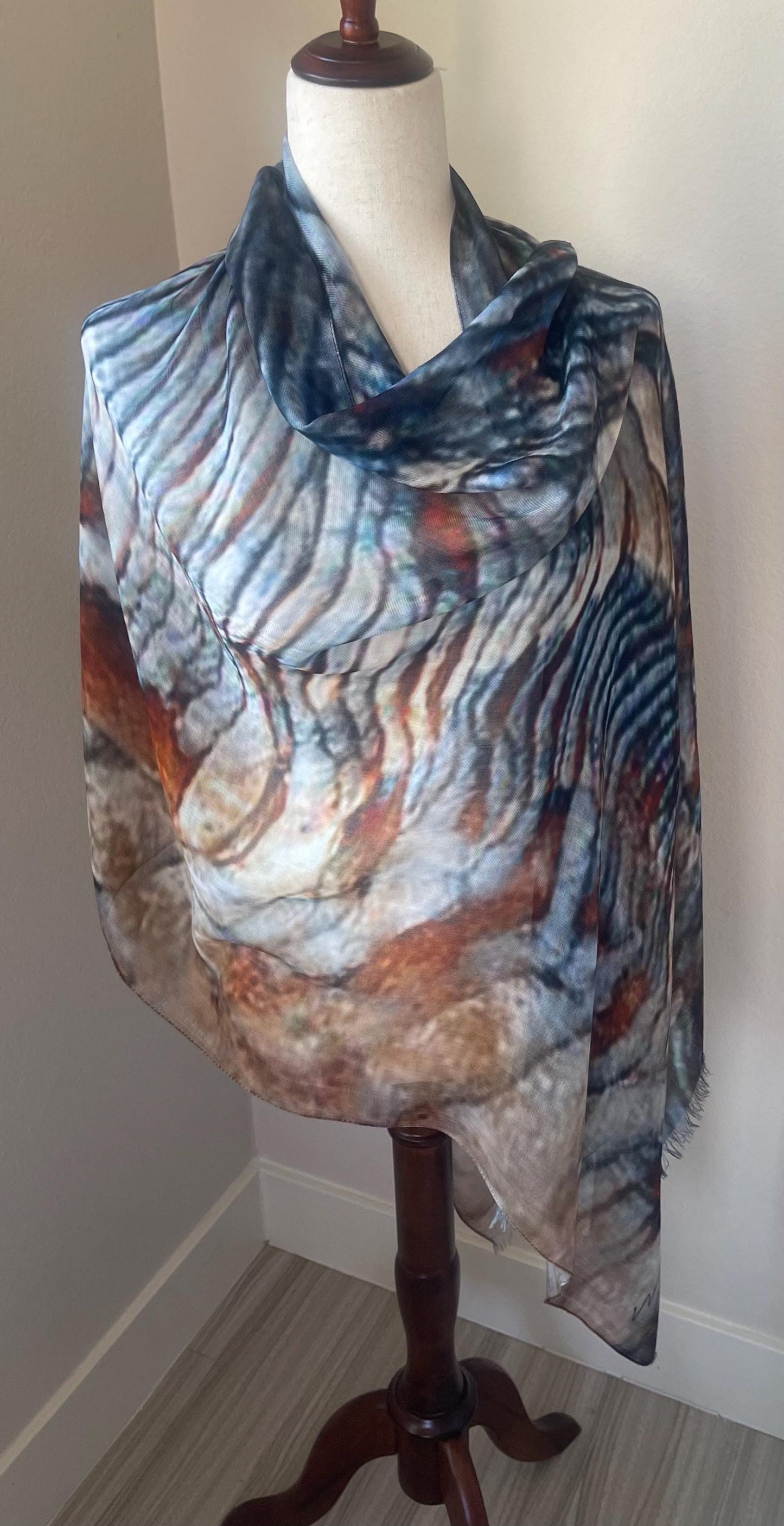 Oyster Shell Modal Scarf: Designer Shawl Wrap, Gift Boxed, Holiday Gift