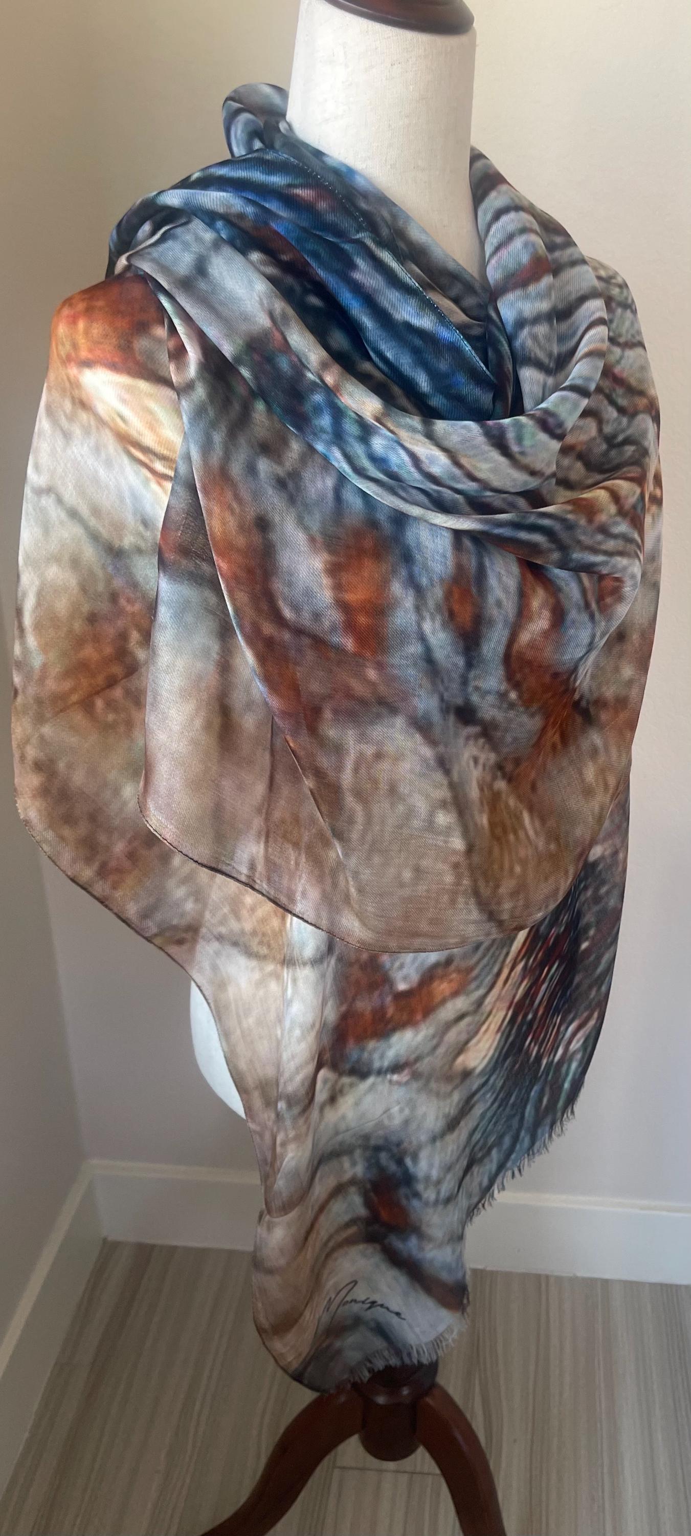 Oyster Shell Modal Scarf: Designer Shawl Wrap, Gift Boxed, Holiday Gift