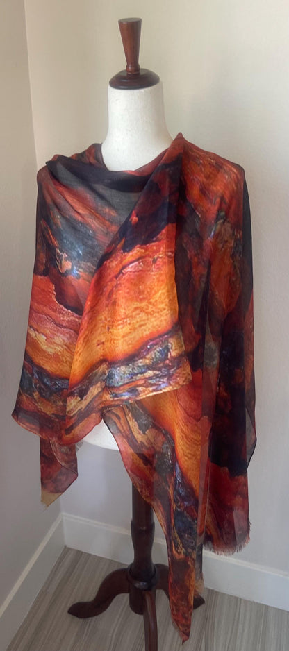 Modal Scarf: Burnt Amber Designer Wrap, USA Crafted, Gift Boxed, Holiday Gift