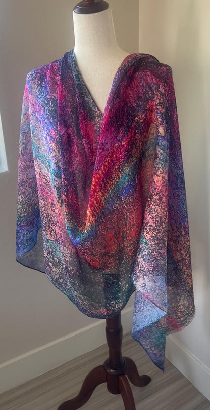 Modal Scarf: Cosmic Landscape Designer Wrap, gift Boxed, Holiday Gift