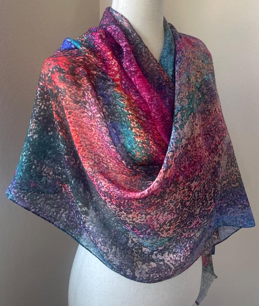 Modal Scarf: Cosmic Landscape Designer Wrap, gift Boxed, Holiday Gift