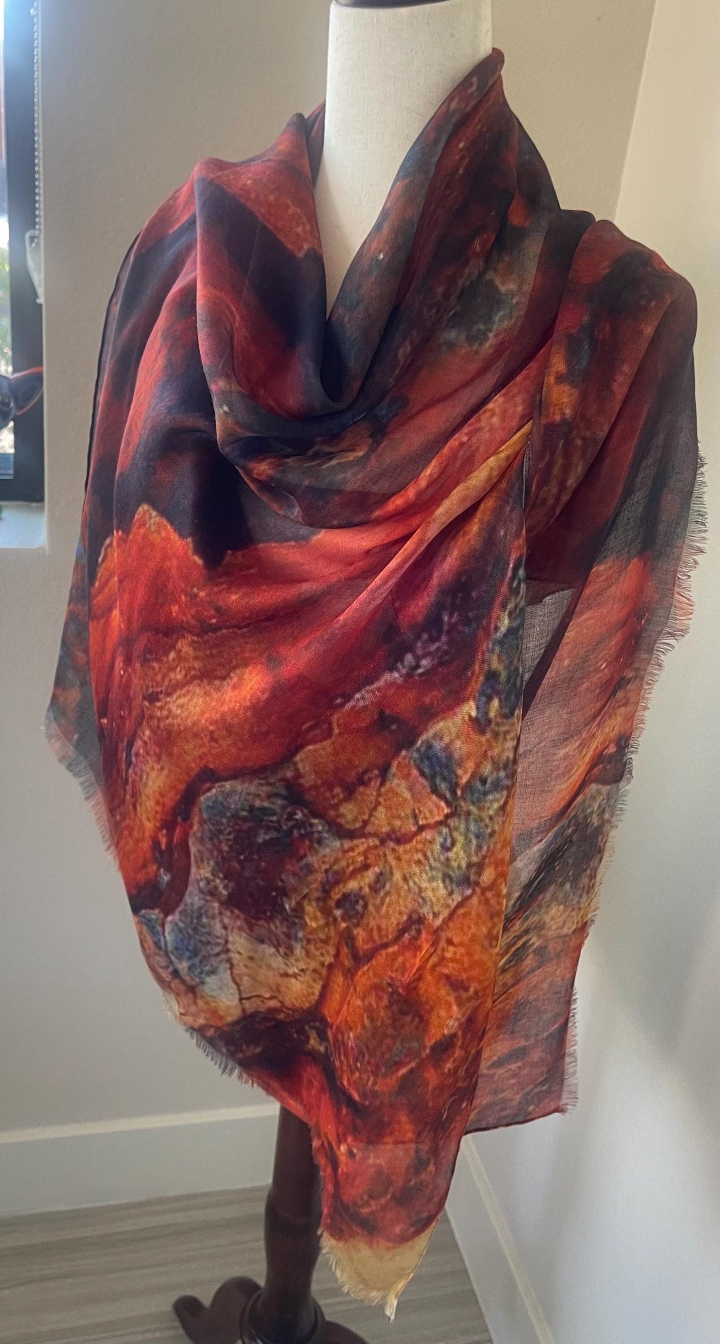 Modal Scarf: Burnt Amber Designer Wrap, USA Crafted, Gift Boxed, Holiday Gift
