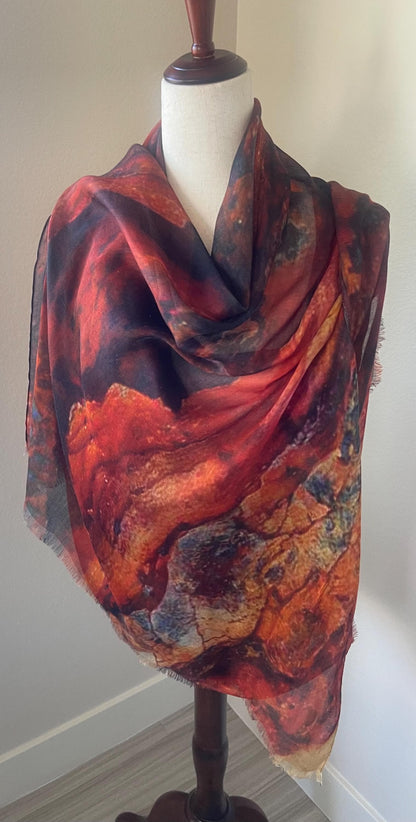 Modal Scarf: Burnt Amber Designer Wrap, USA Crafted, Gift Boxed, Holiday Gift