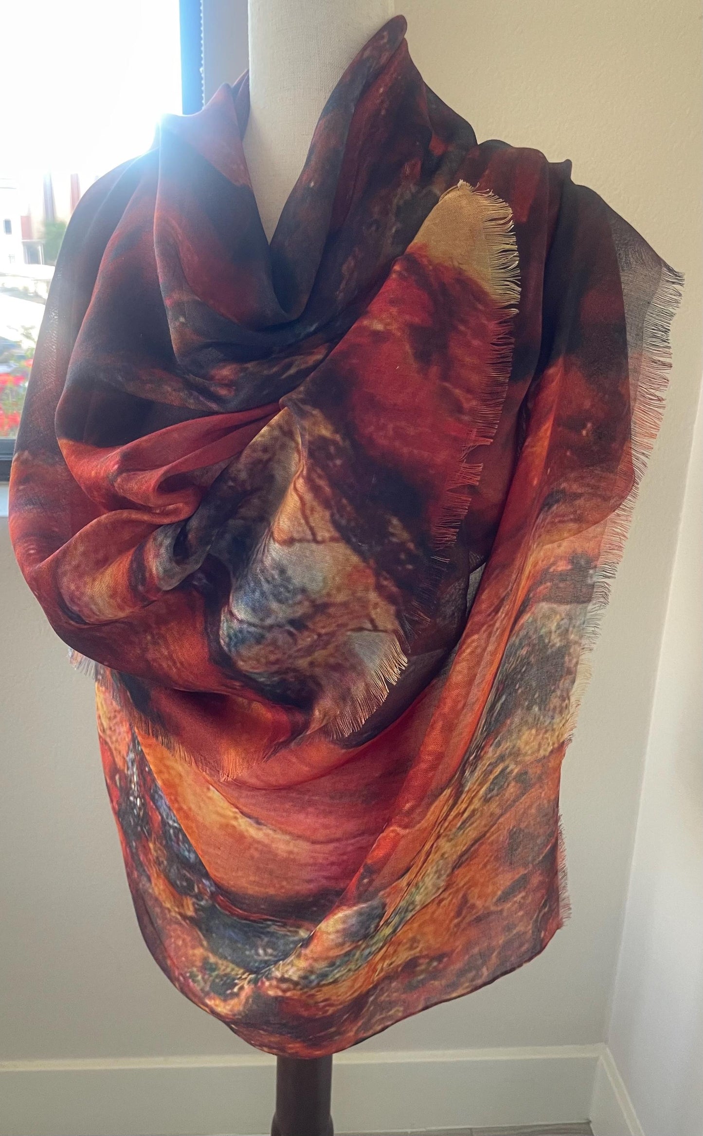 Modal Scarf: Burnt Amber Designer Wrap, USA Crafted, Gift Boxed, Holiday Gift