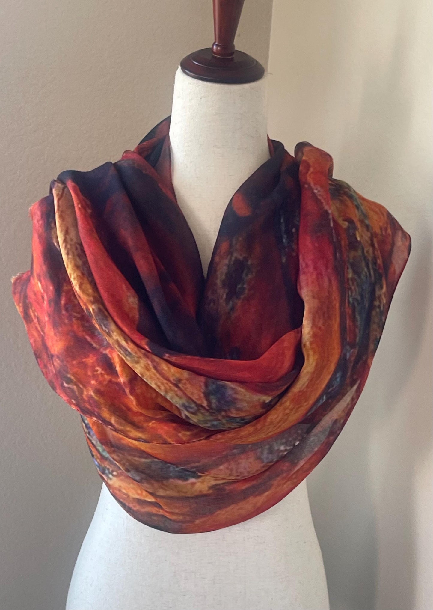 Modal Scarf: Burnt Amber Designer Wrap, USA Crafted, Gift Boxed, Holiday Gift