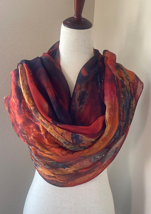 Modal Scarf: Burnt Amber Designer Wrap, USA Crafted, Gift Boxed, Holiday Gift