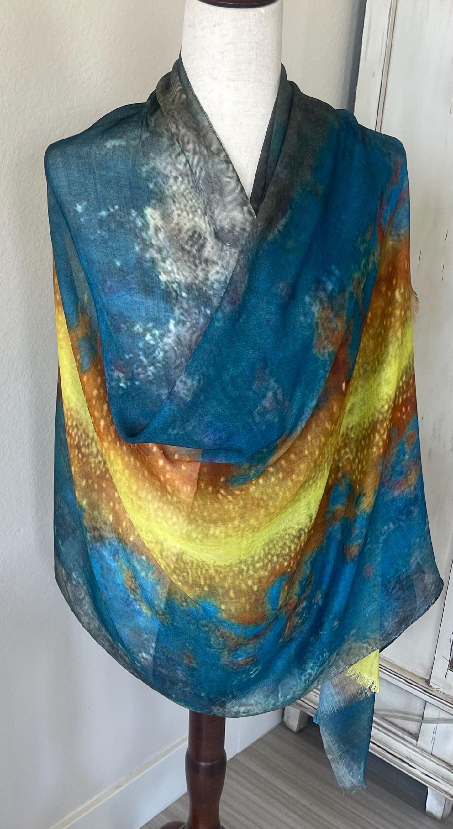 Lightning Bolt Modal Scarf: Vibrant Designer Wrap, Gift Boxed