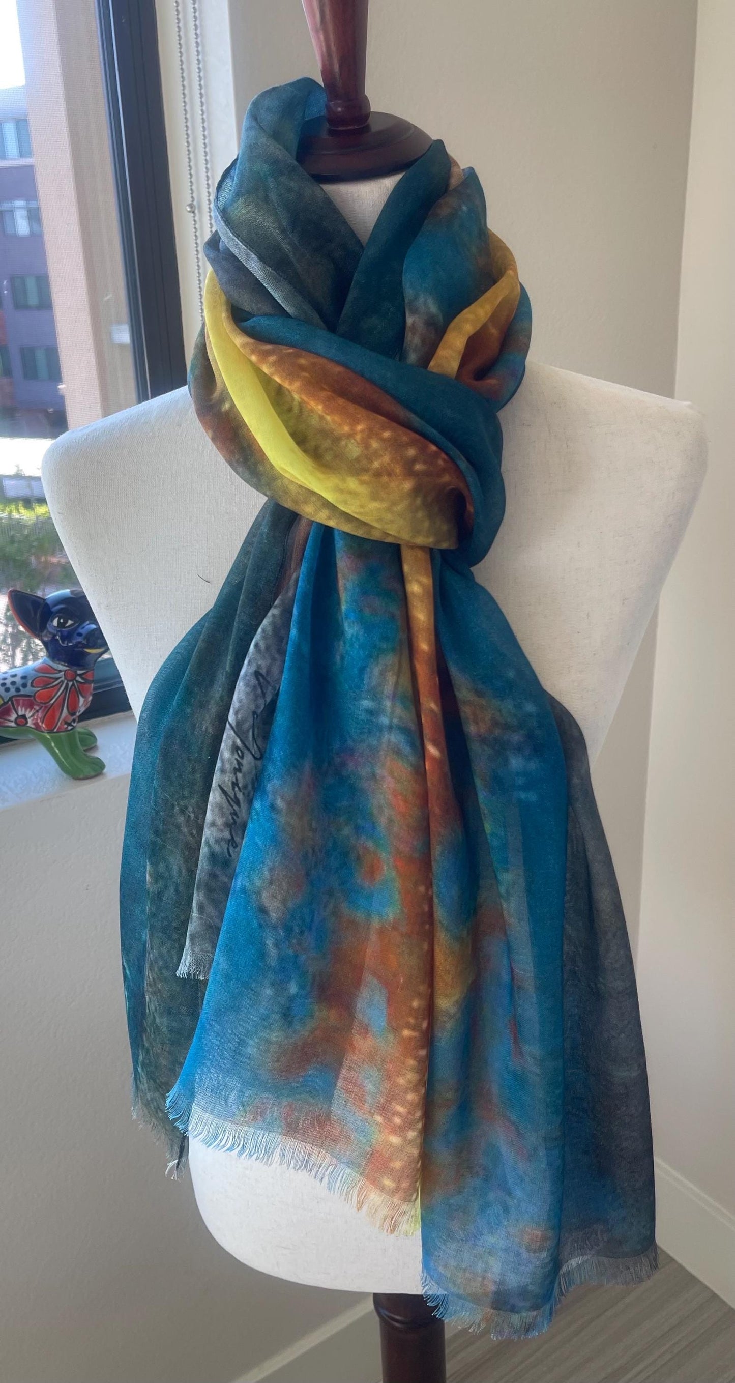 Lightning Bolt Modal Scarf: Vibrant Designer Wrap, Gift Boxed