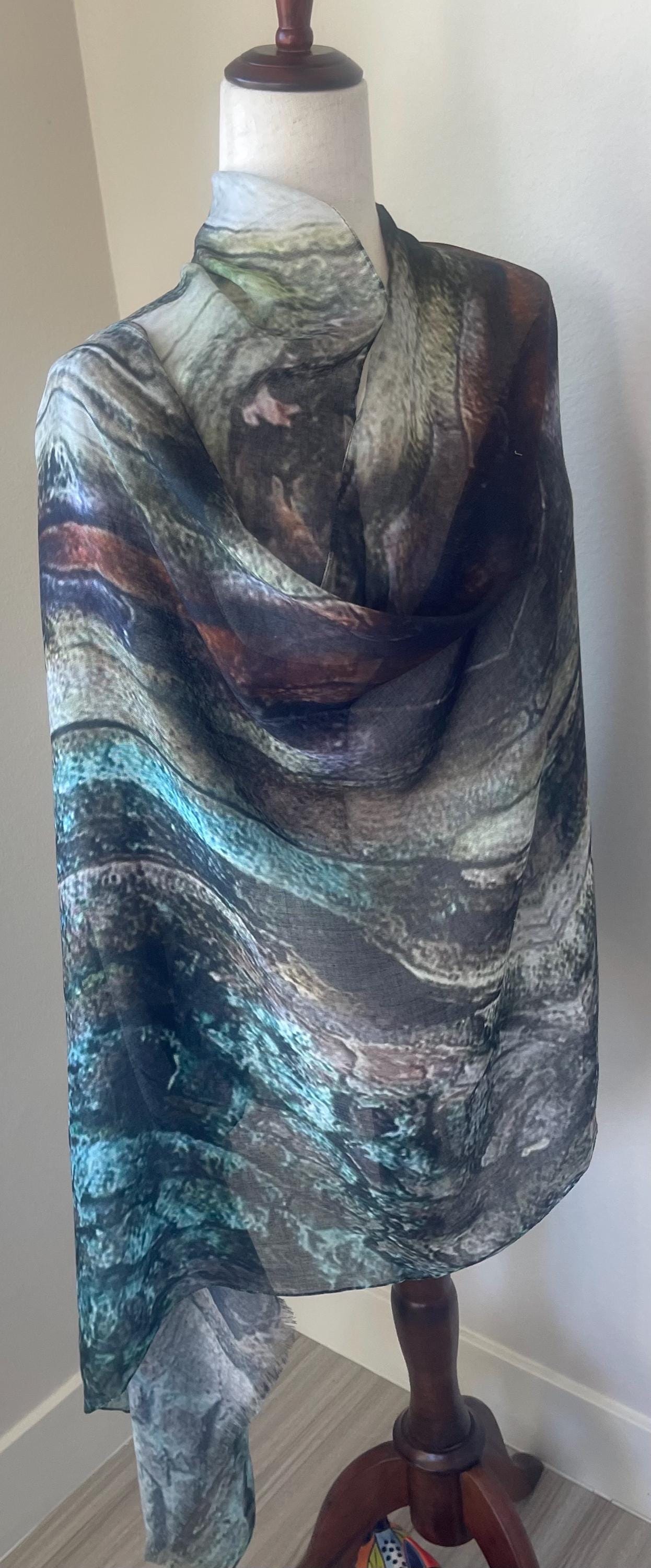 Modal Scarf: Wood Grain Pattern, Gift Boxed, Holiday Gift