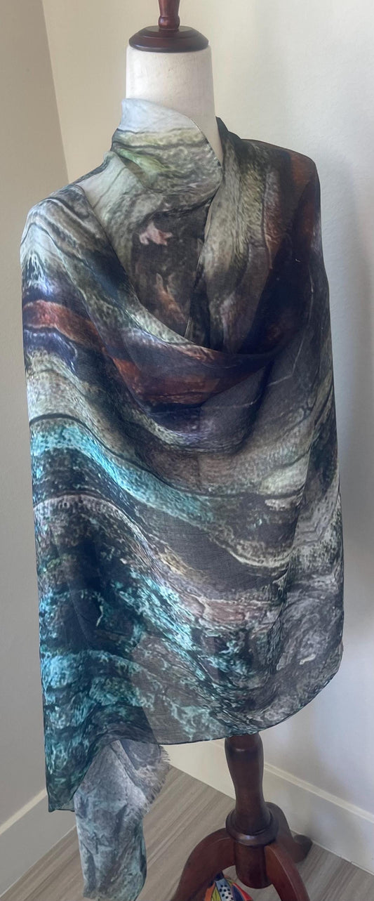 Modal Scarf: Wood Grain Pattern, Gift Boxed, Holiday Gift