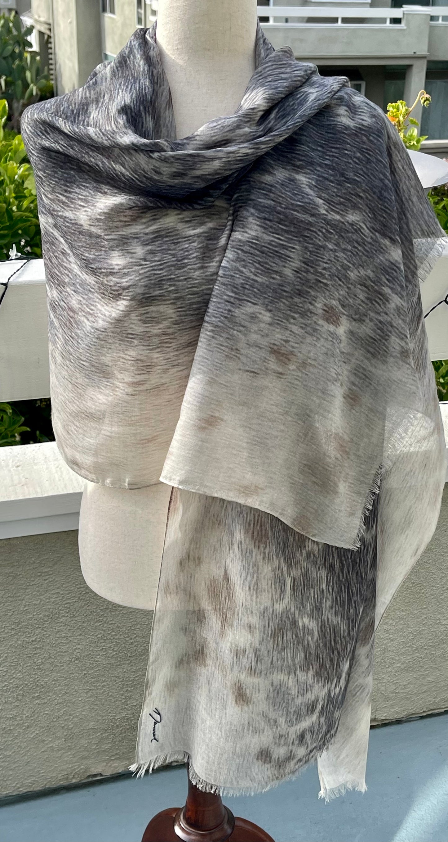 Modal Silk Designer Scarf Shawl Wrap Inspired by Harbor Seal Fur