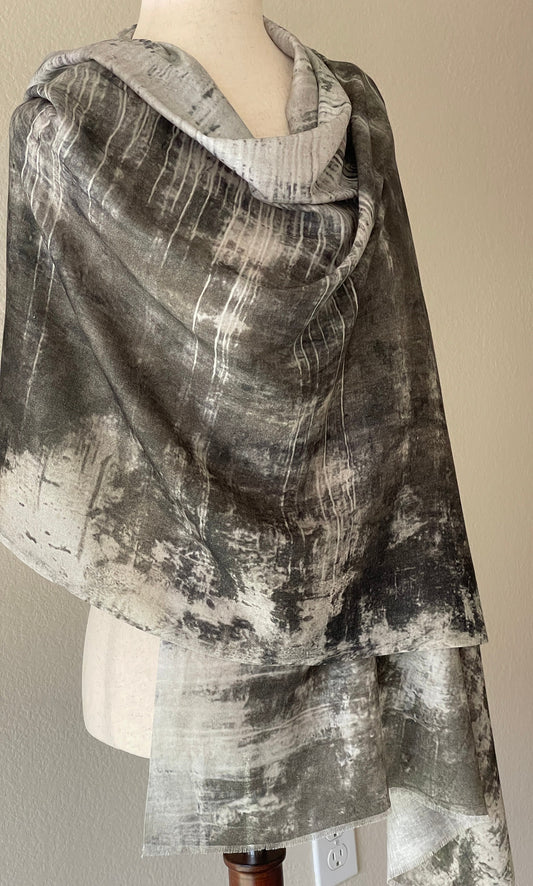 Modal Silk Designer Scarf Inspired by Monterey Harbor Wall